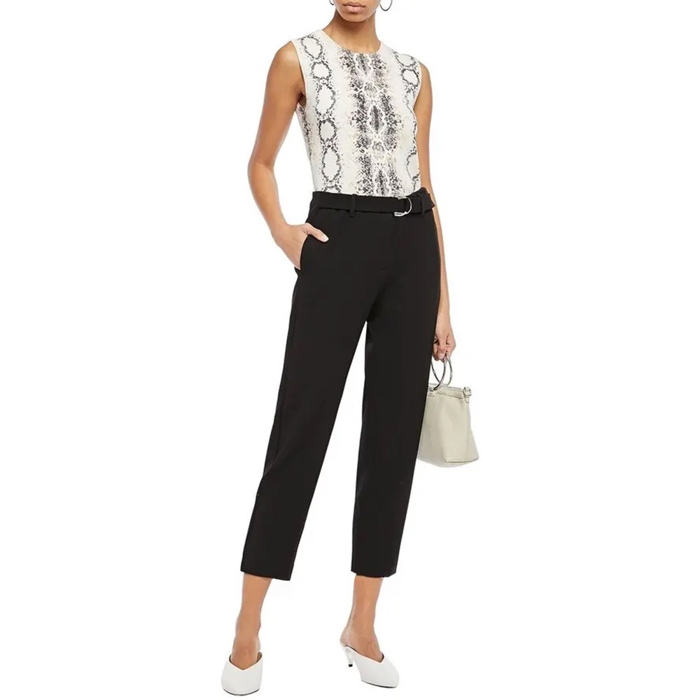 Maje - Palmy Cropped Belted Crepe Tapered Pants - Black